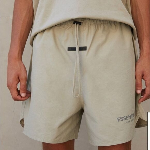 Fear of God Essentials Gray Cotton Nylon Drawstring Cord Shorts Mens Small - Picture 1 of 7
